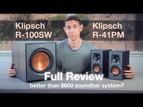 Klipsch Powered R-41PM Bookshelf Speakers &amp; R-100SW Subwoofer Review. Better than $600 Soundbar Kit?